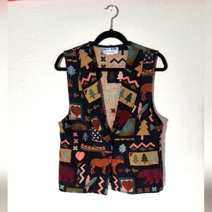 EAGLE RIVER Traders Vintage Multi Outdoor Nature Knit Cottagecore Vest WM Sz 12